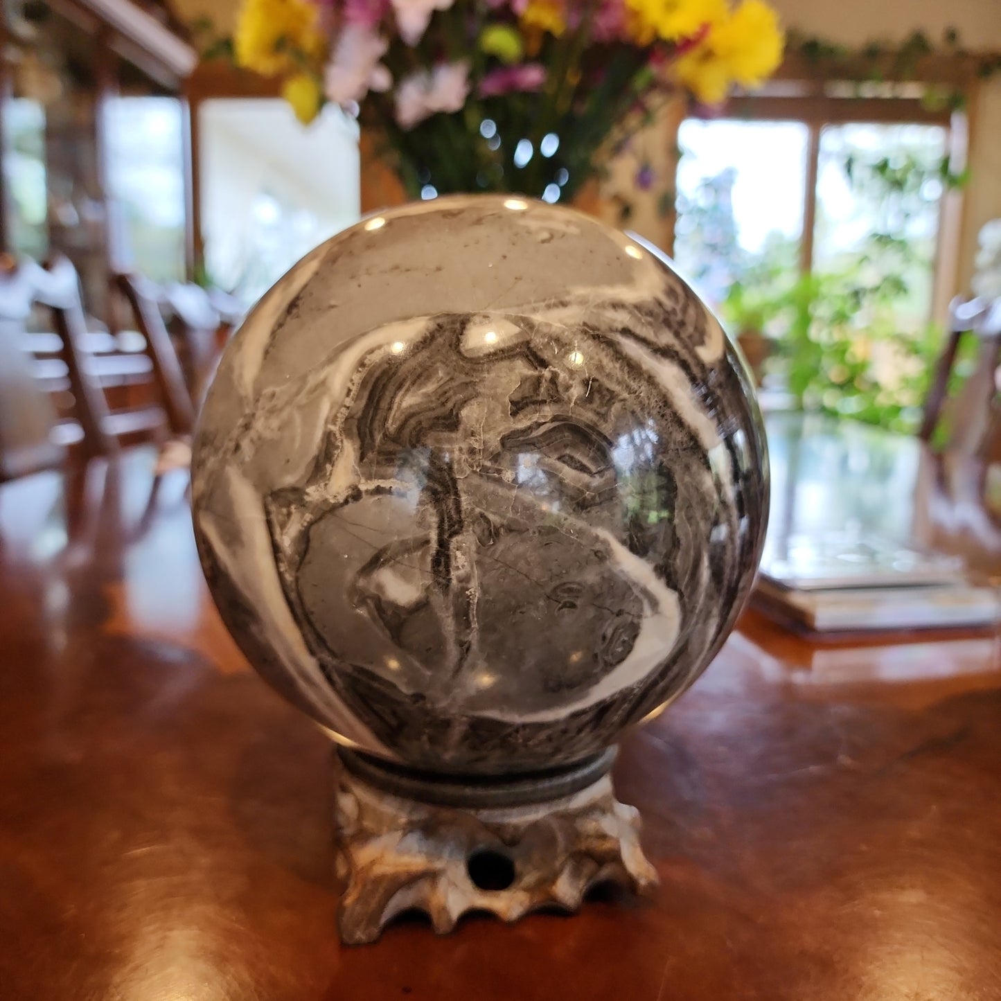 Thousand eye jasper sphere