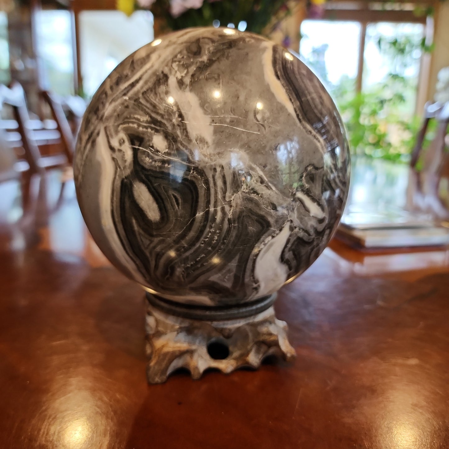 Thousand eye jasper sphere