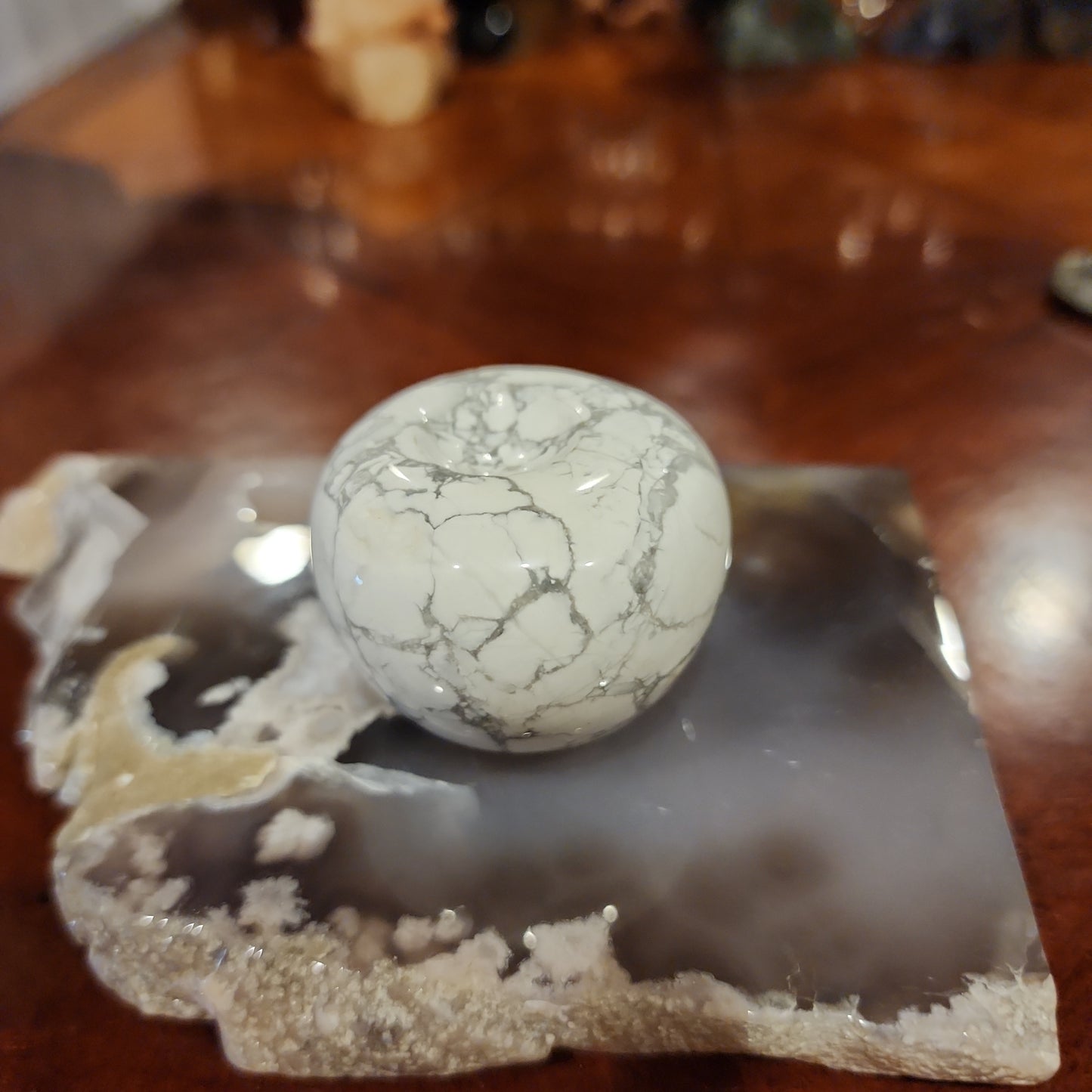 Howlite apple carving