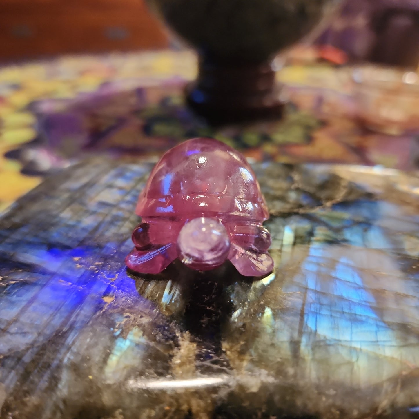 Rainbow 🌈 Fluorite turtle carving