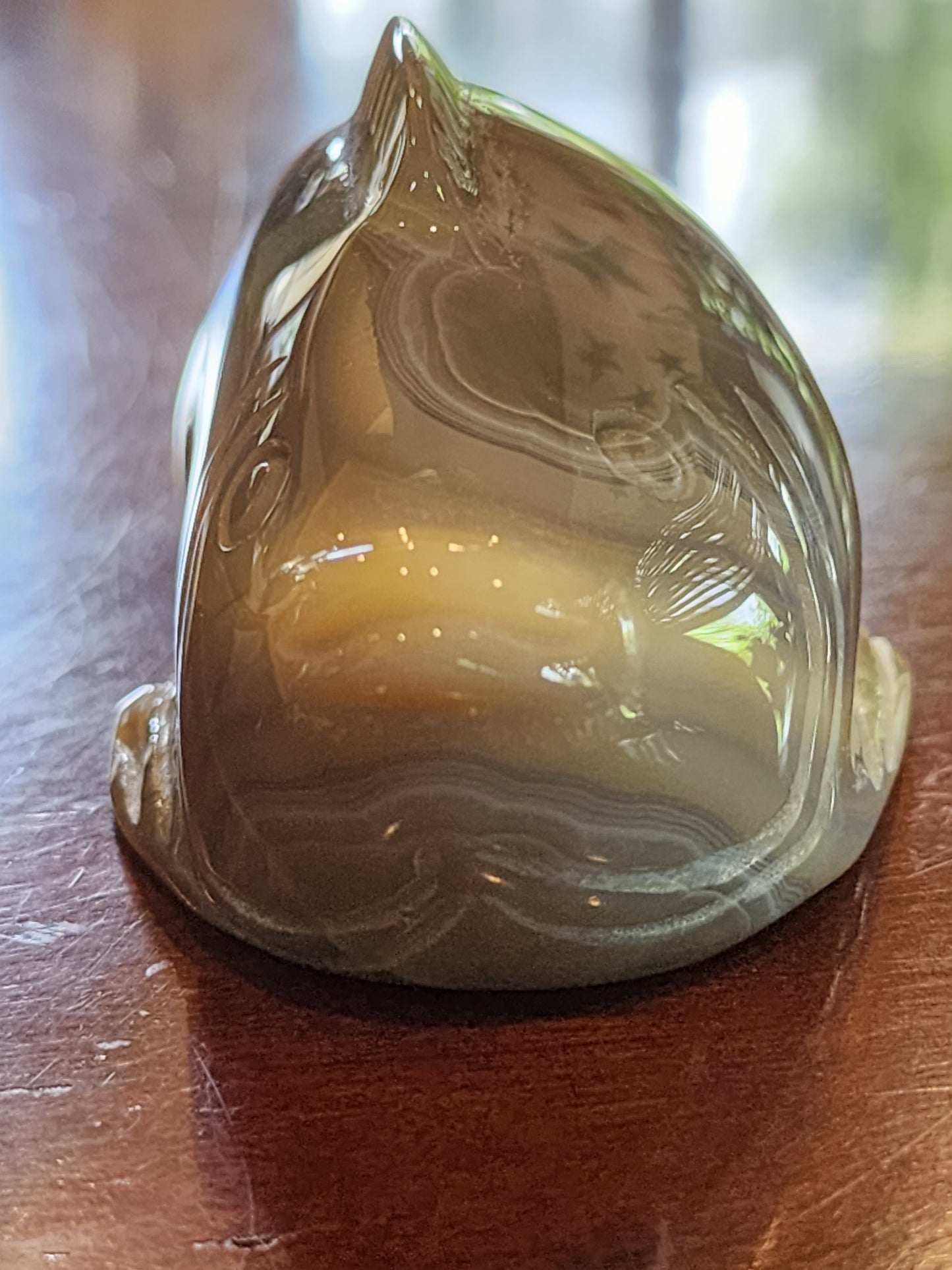 Banded Druzy Agate Fish Carving