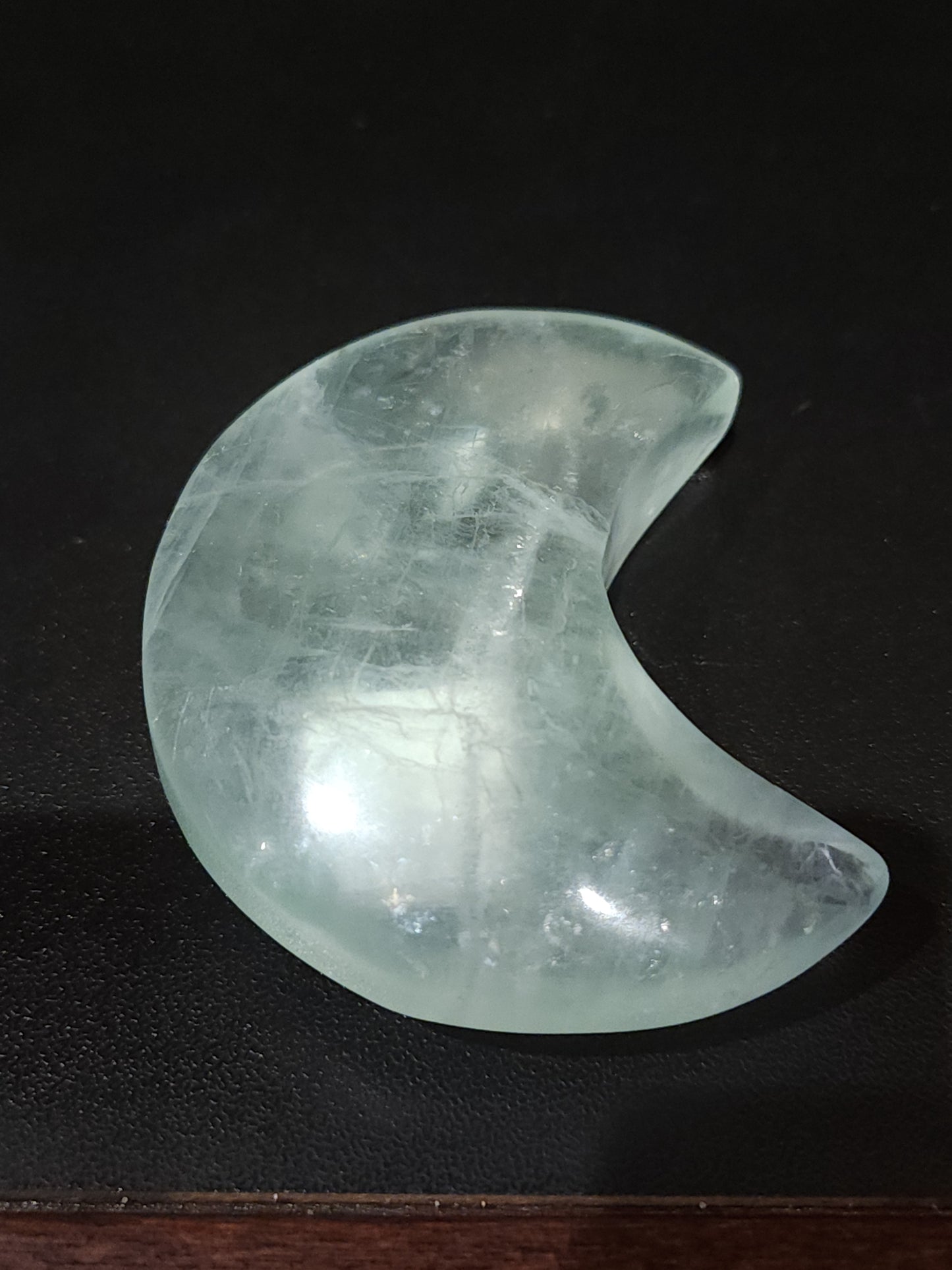 Green fluorite moon carving