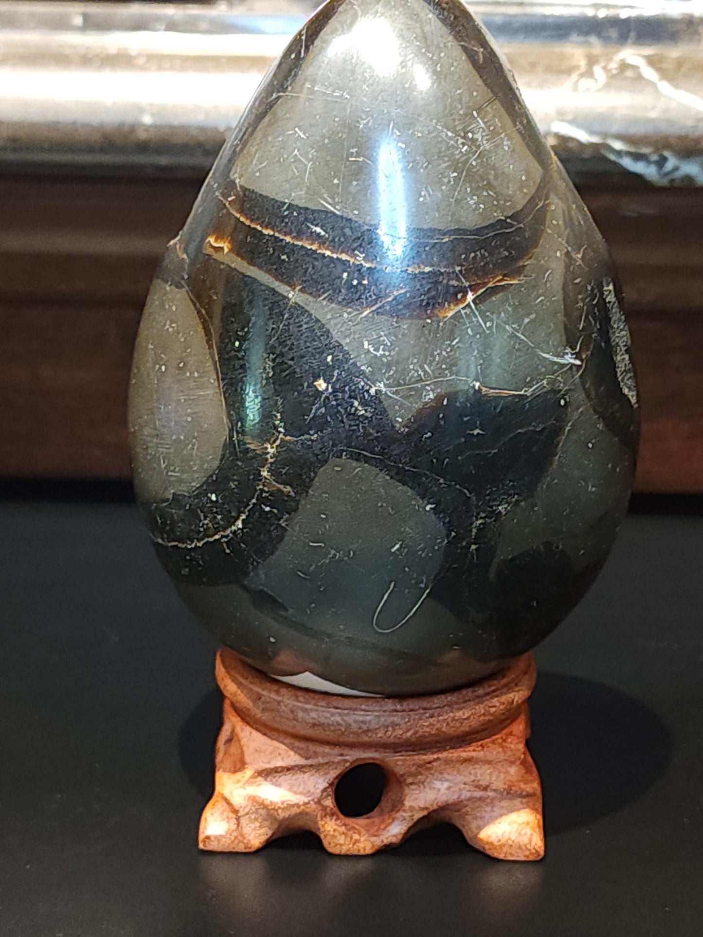 Septarian druzy egg