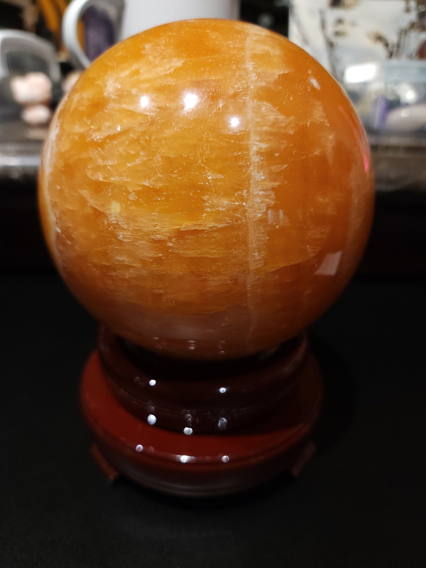 Large honey calcite sphere