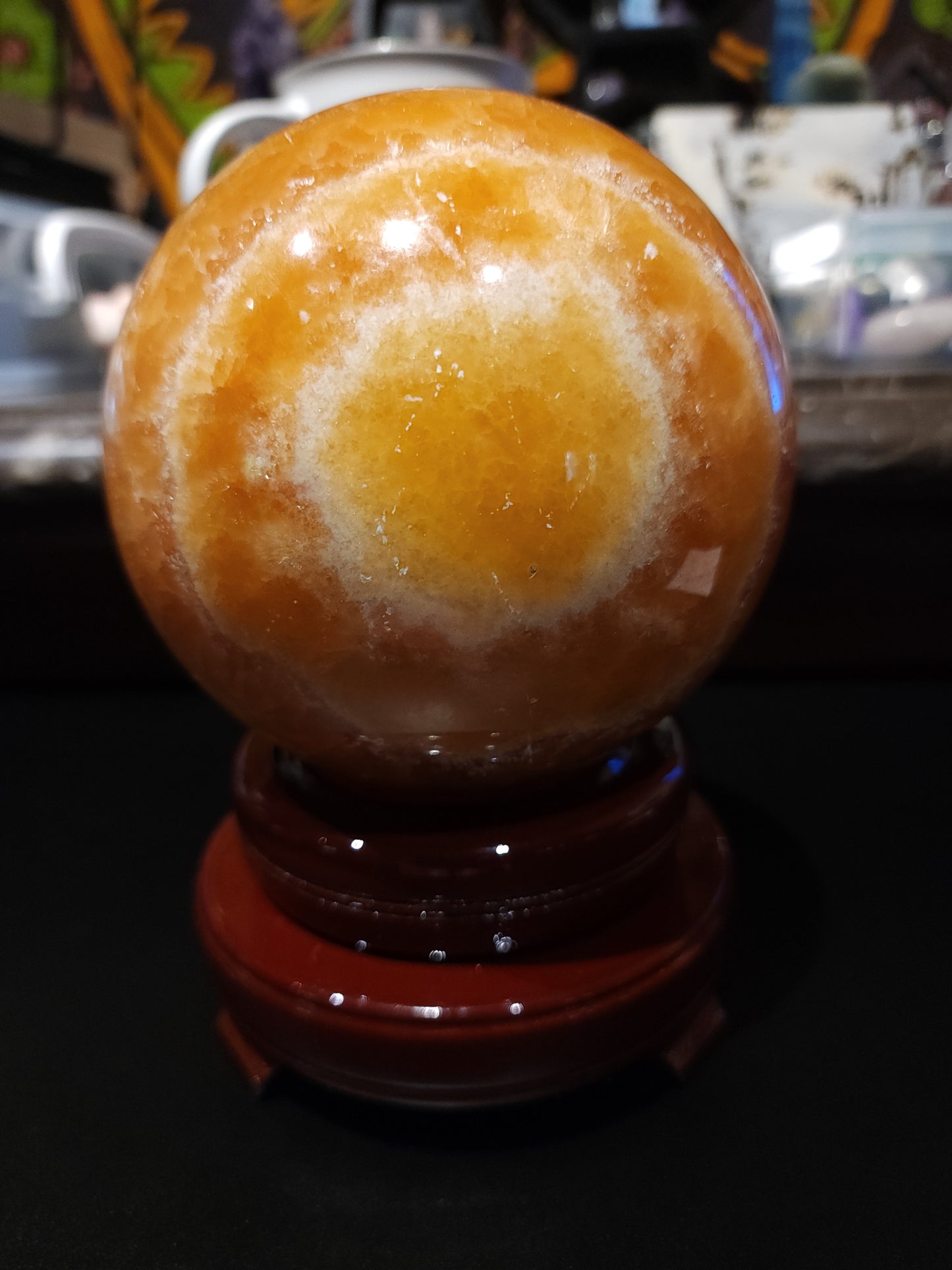 Large honey calcite sphere