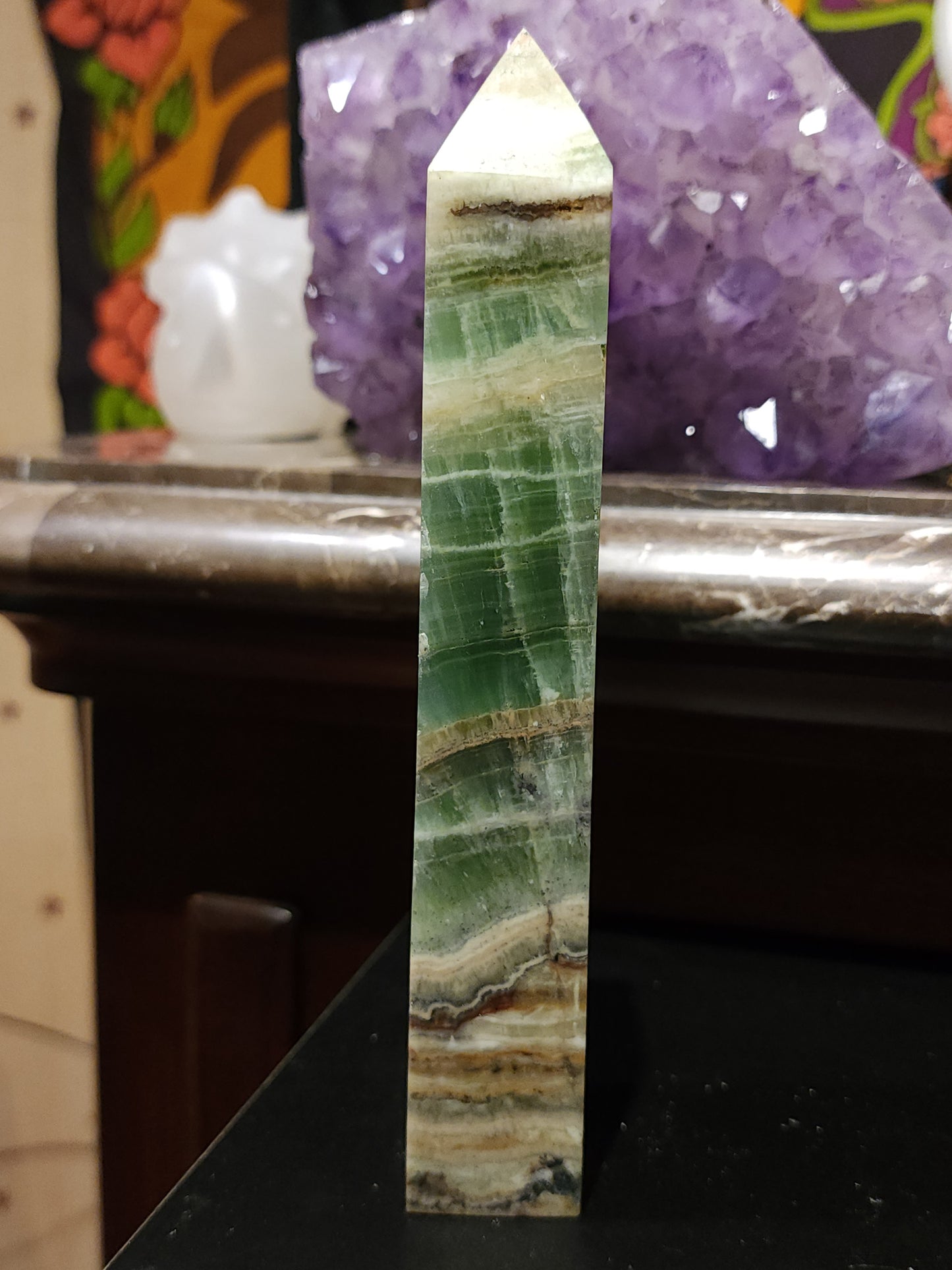 Green calcite tower