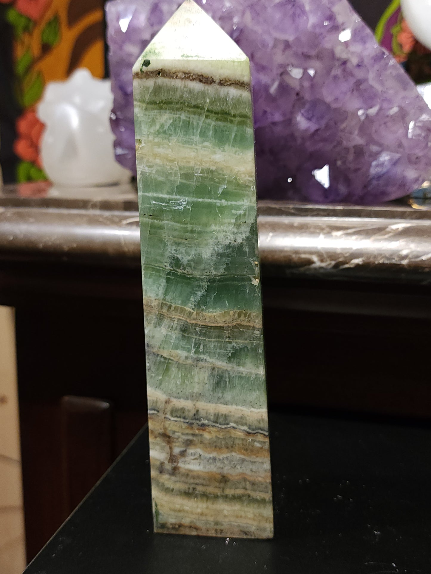 Green calcite tower