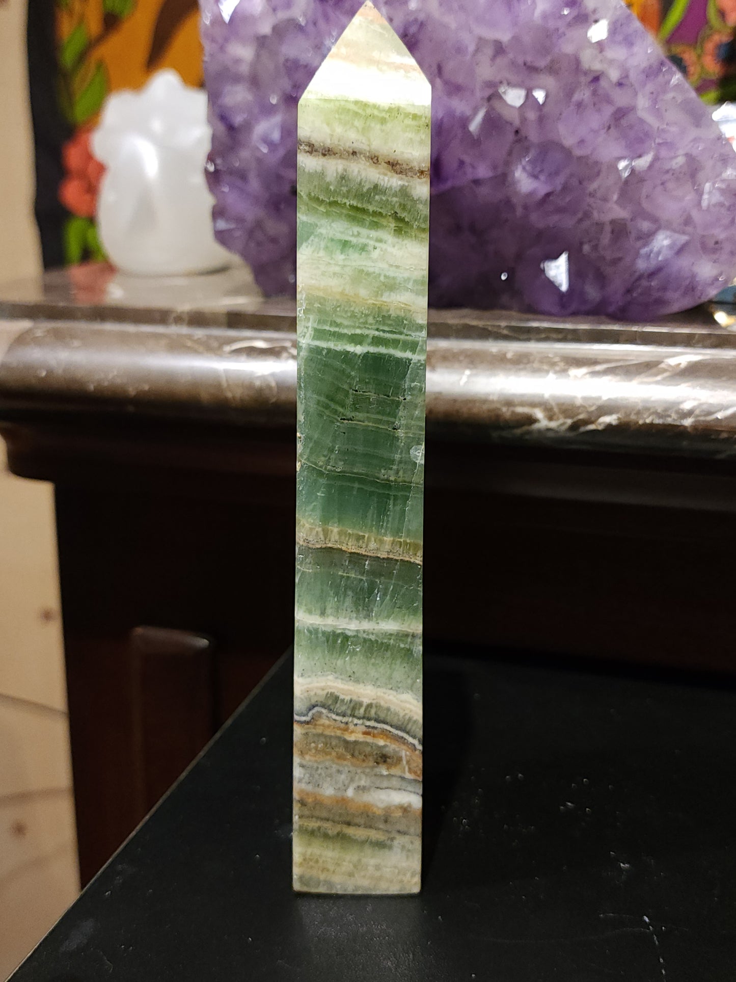 Green calcite tower