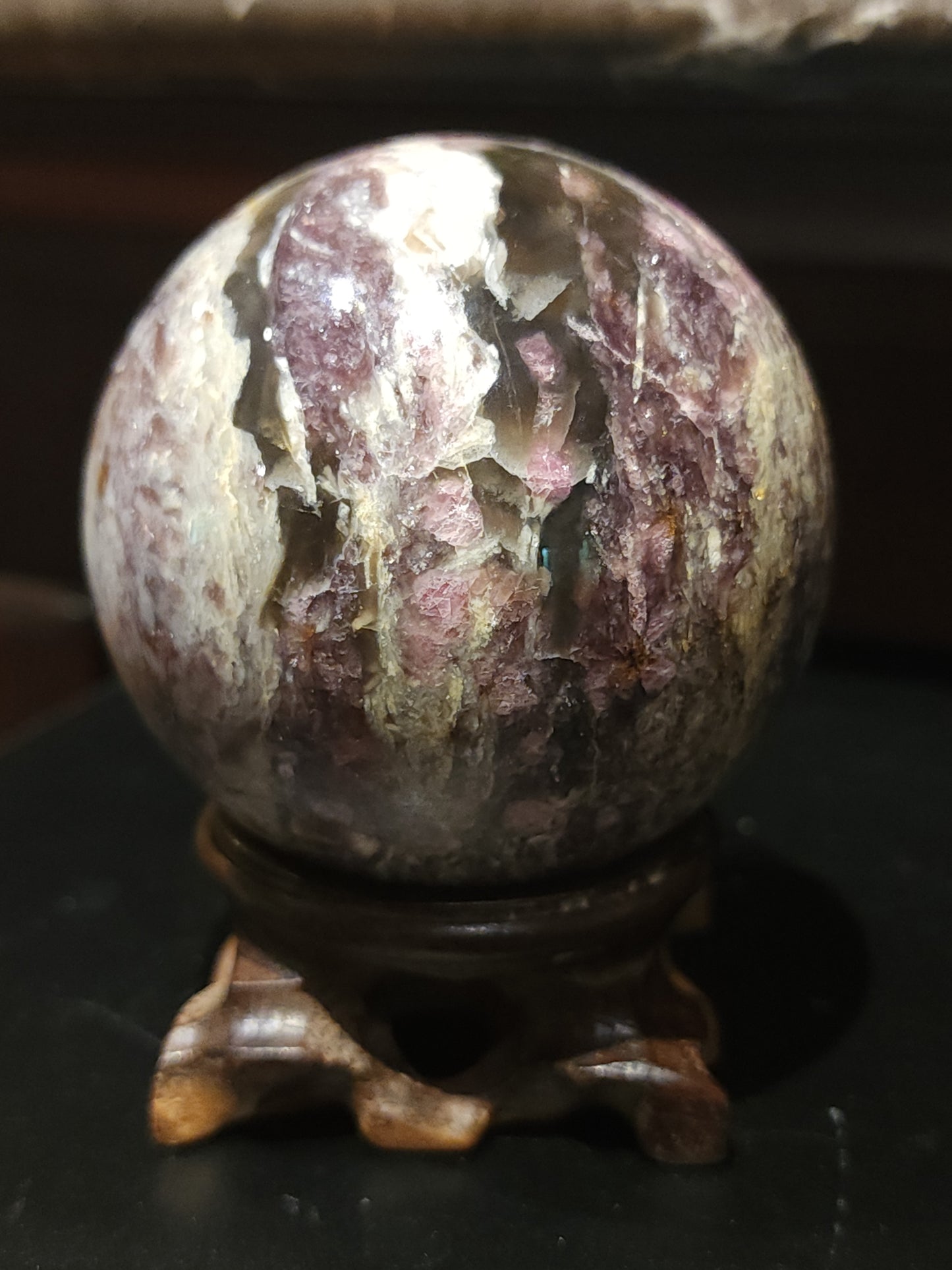 Rubellite pink tourmaline sphere