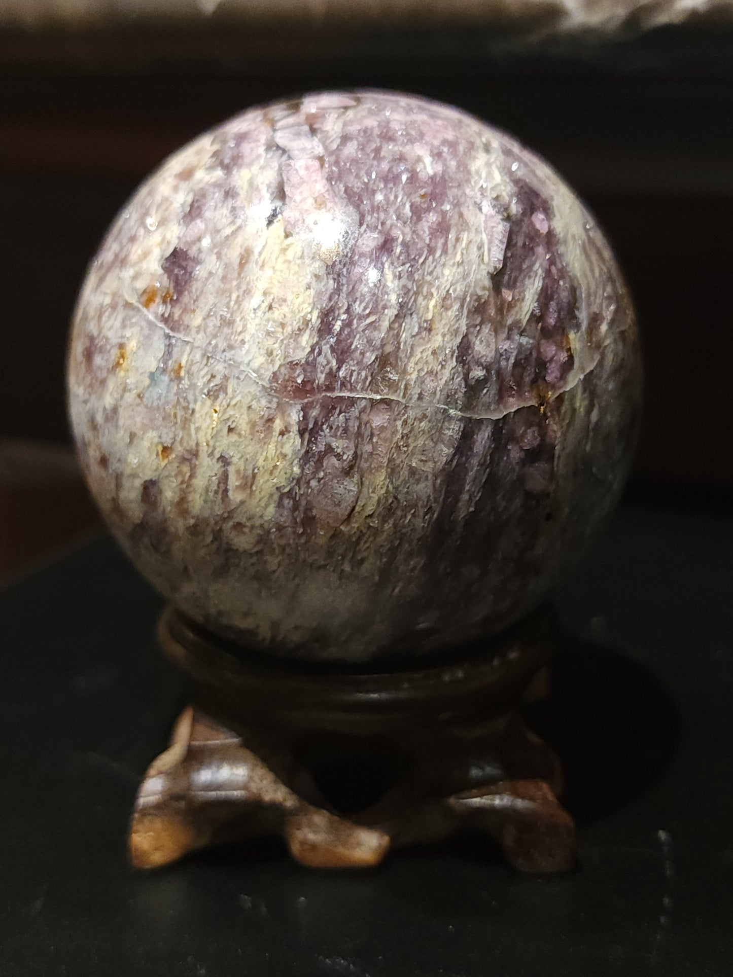 Rubellite pink tourmaline sphere