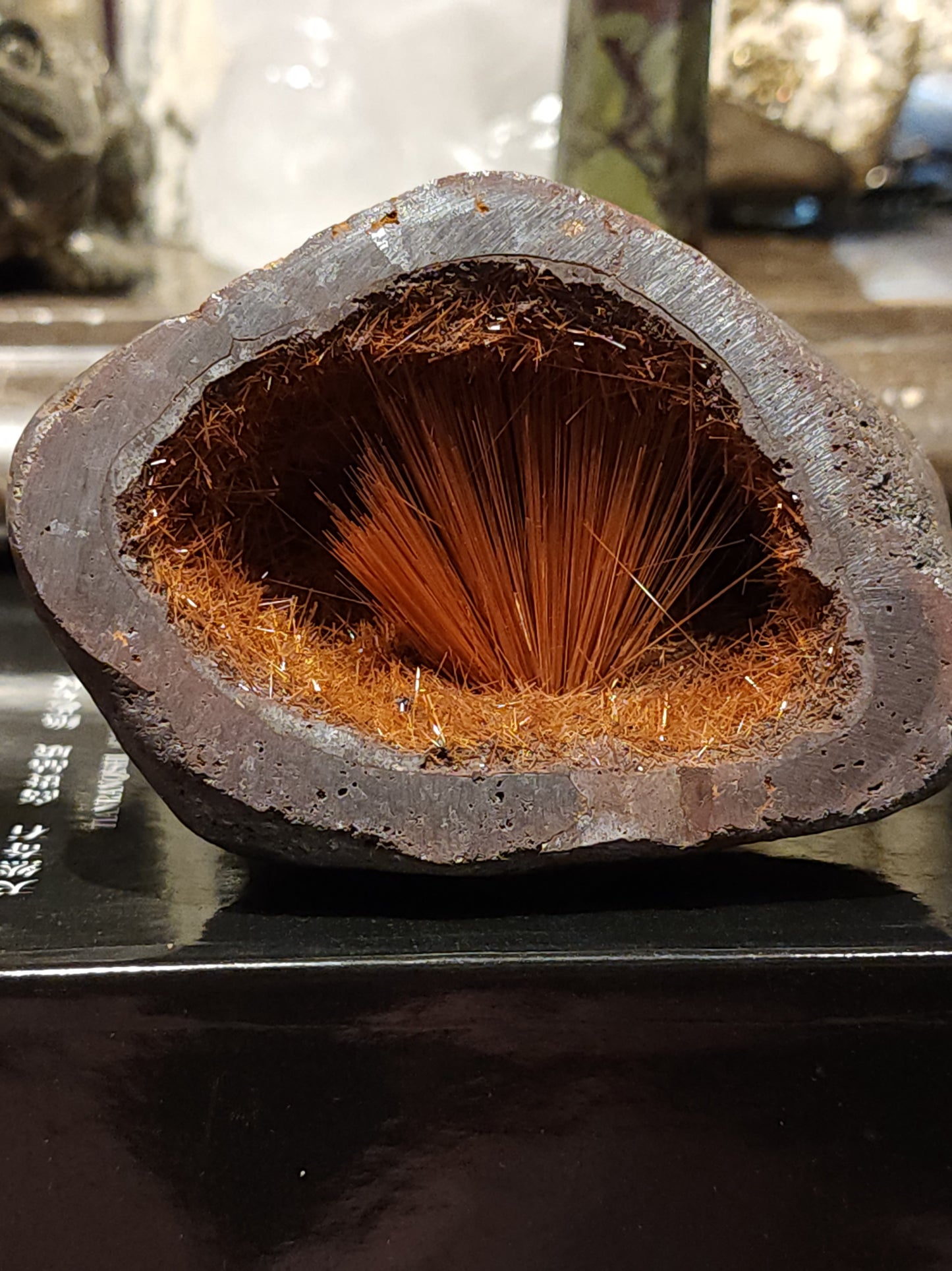 Golden rutilated geode
