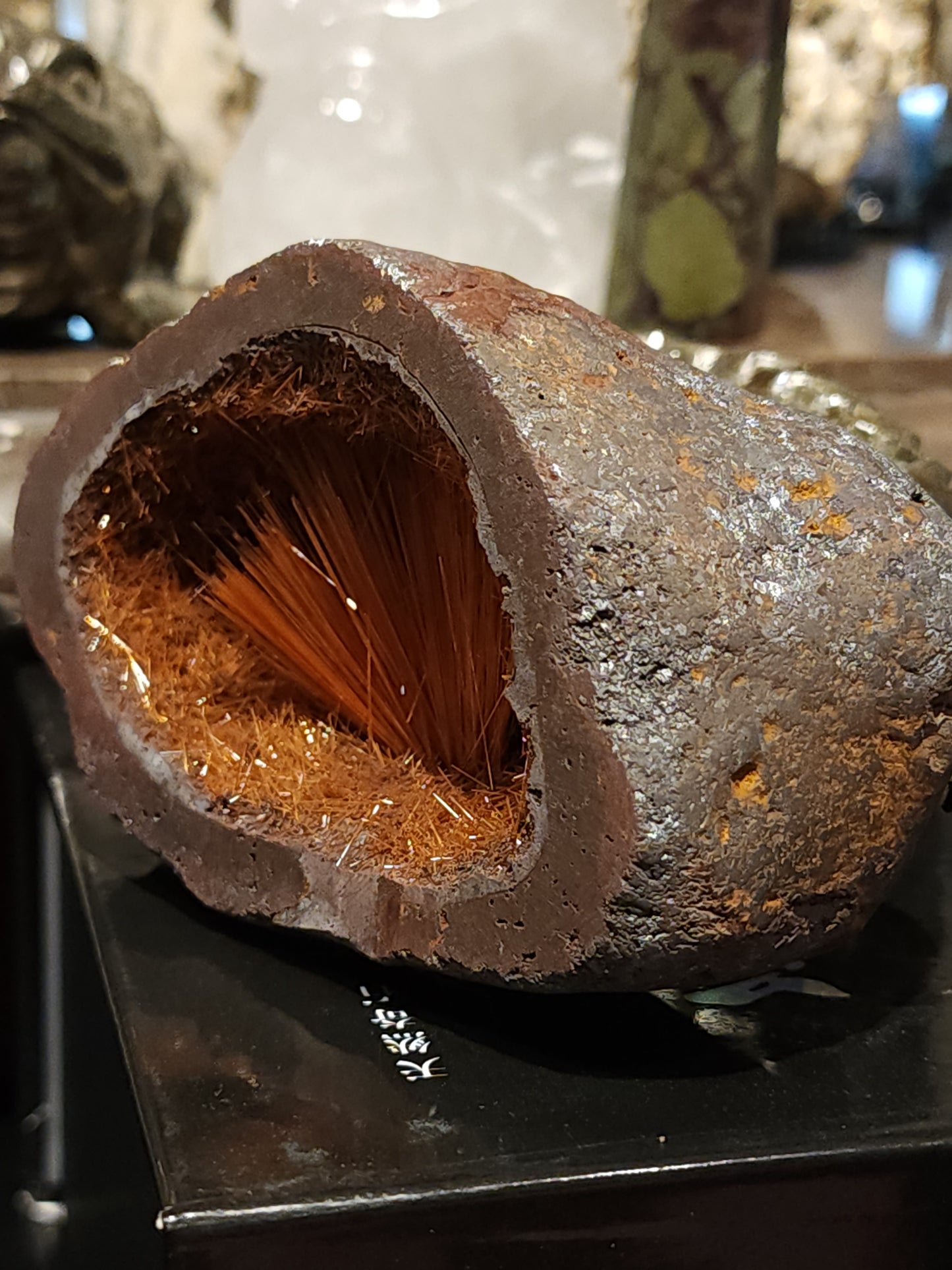 Golden rutilated geode