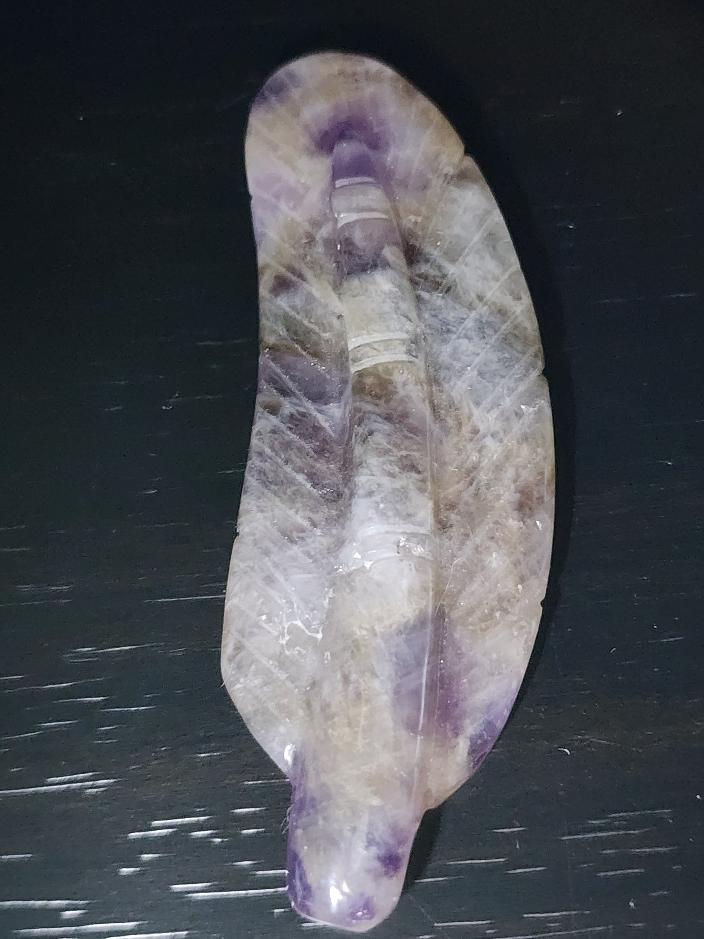 Amethyst Feather Carving