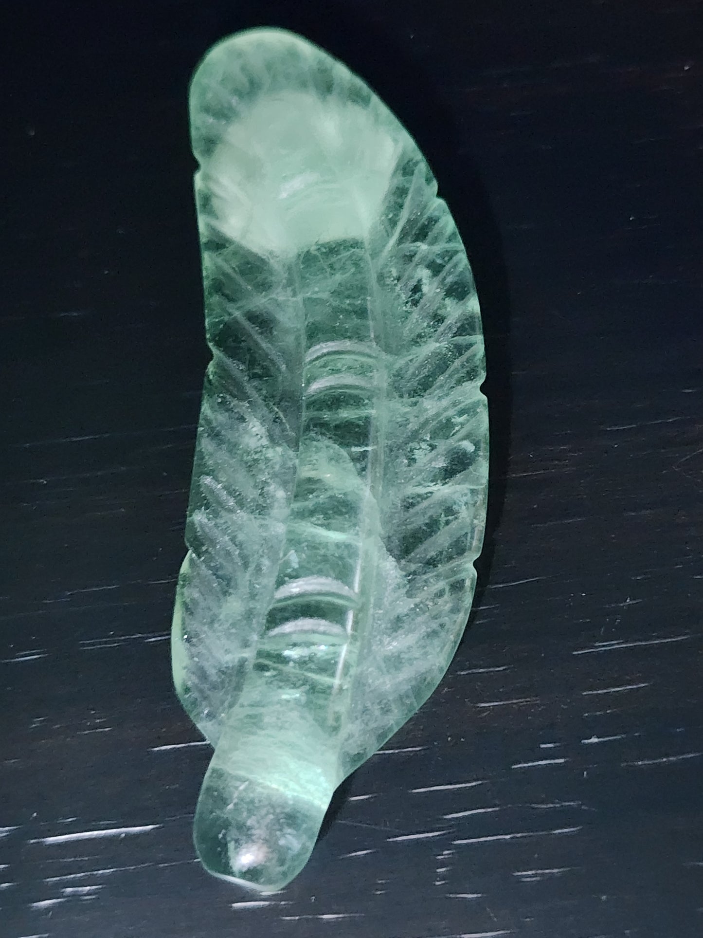 Green Fluorite Feather Carving