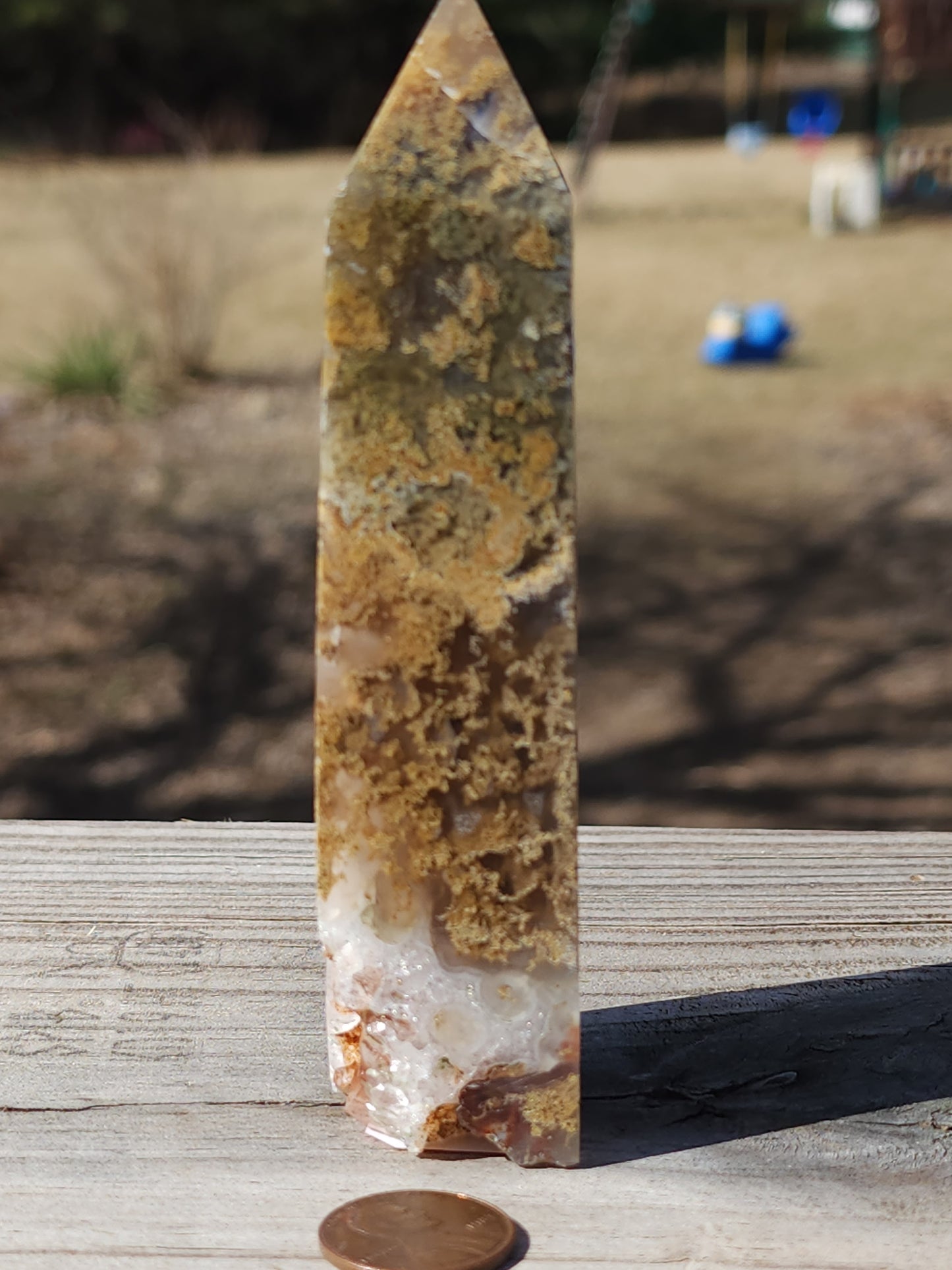 Red Moss Agate Tower