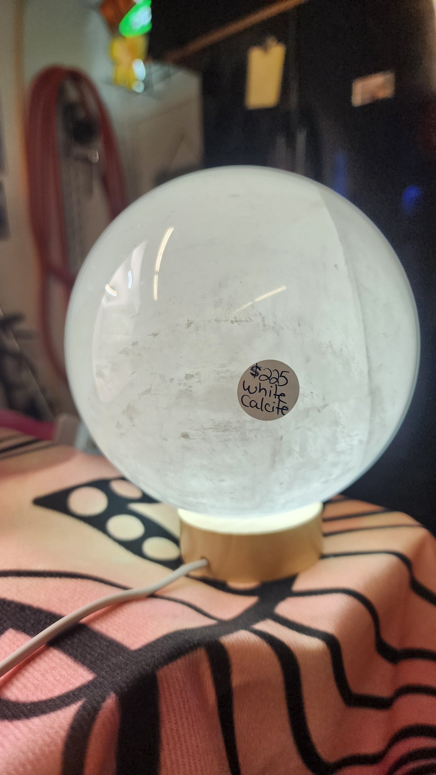 Large White calcite sphere