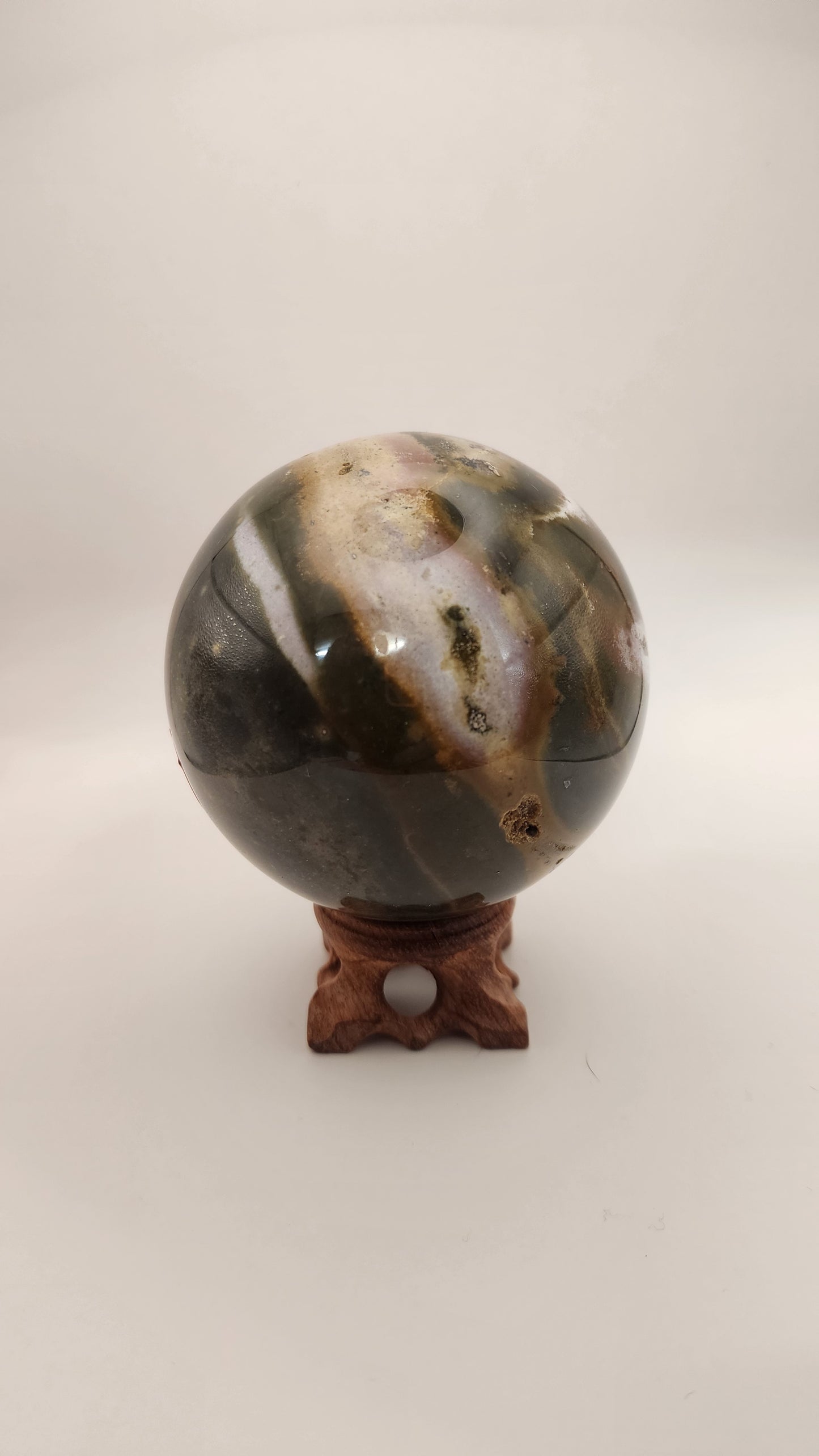 84mm ocean Jasper sphere with stand