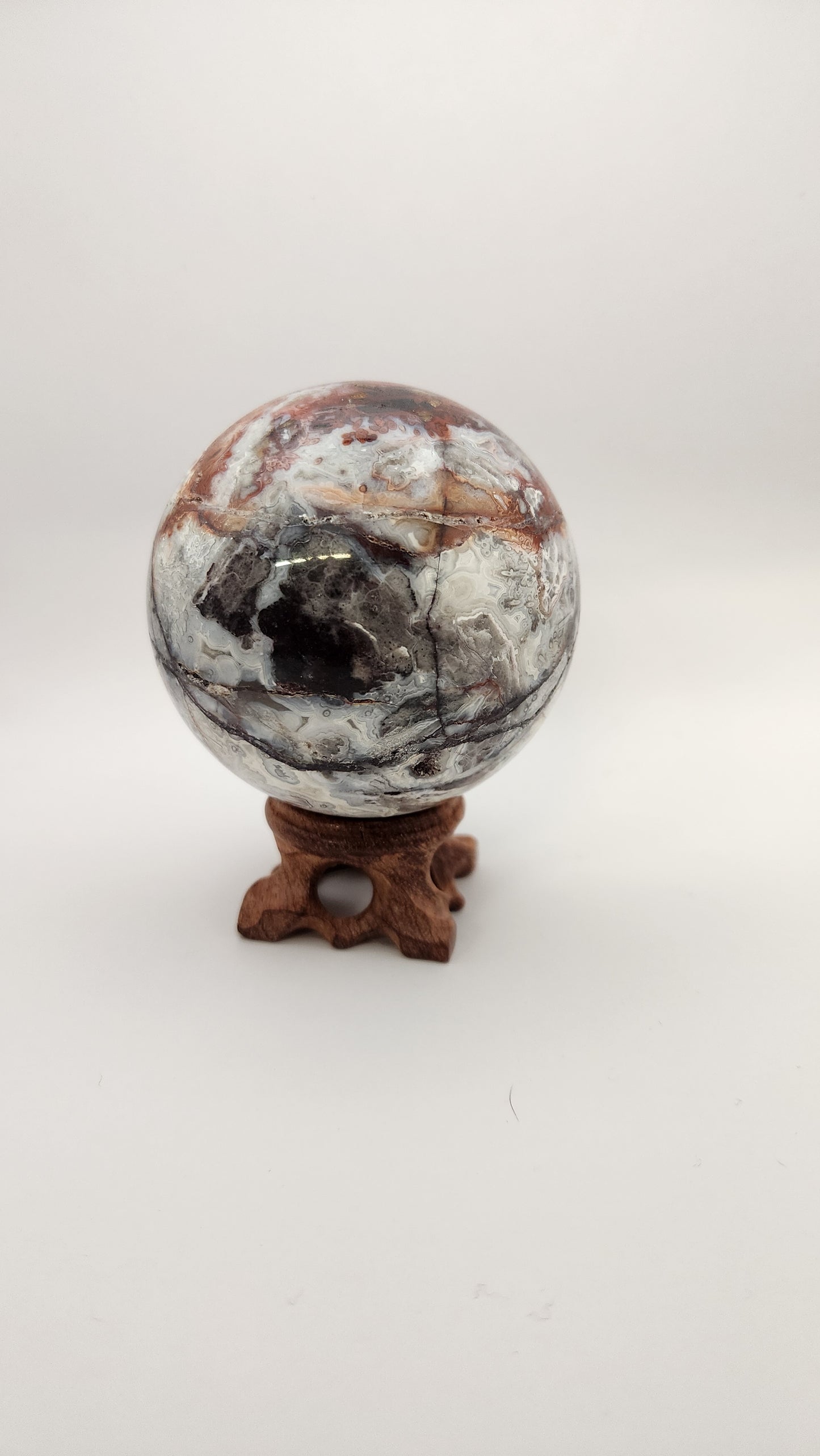 75 mm Mexican crazy lace Agate sphere with stand