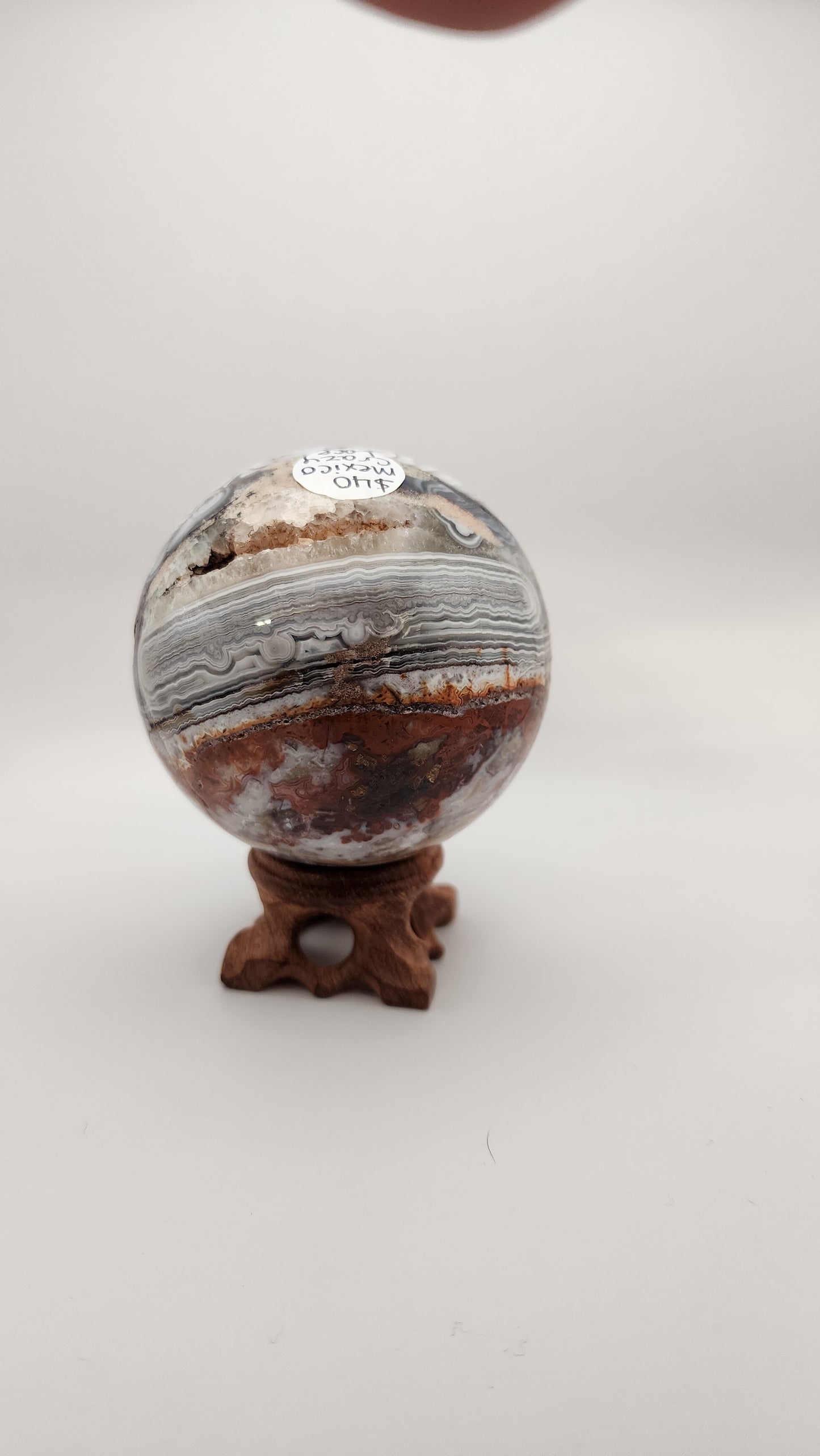 75 mm Mexican crazy lace Agate sphere with stand