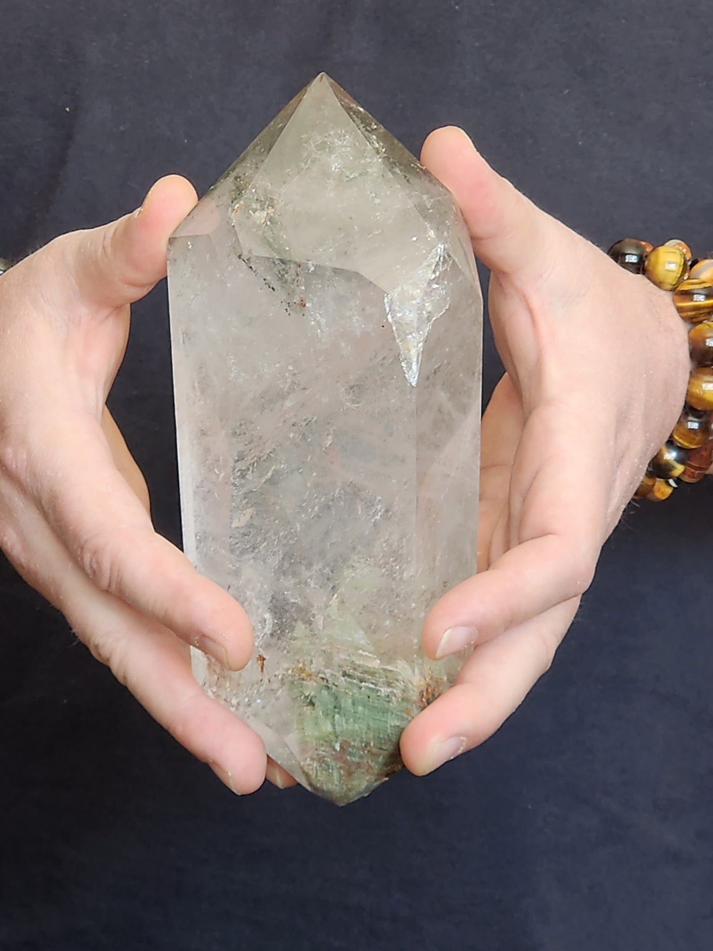 Large Double terminated garden quartz with stand