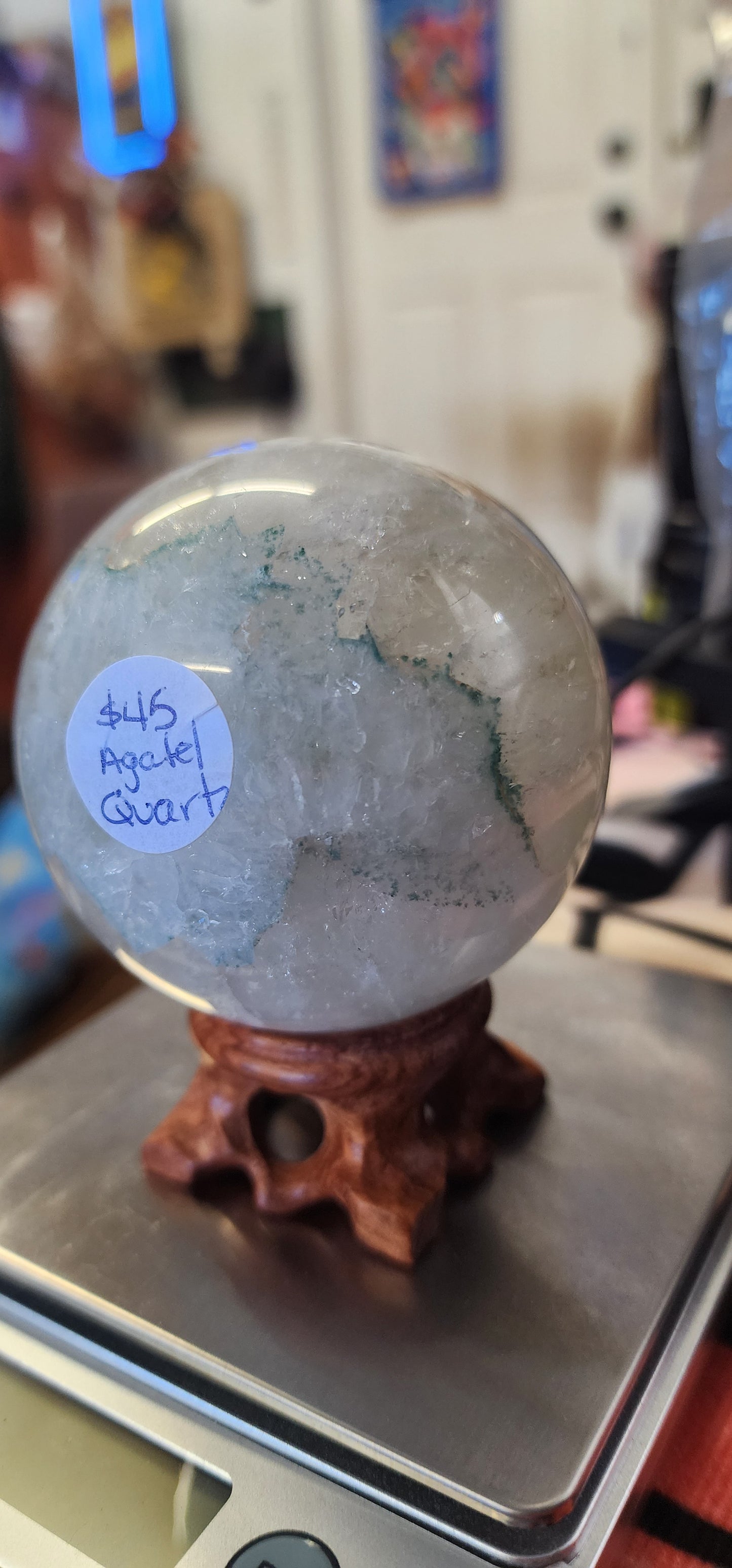 67.4mm agate quartz sphere with stand