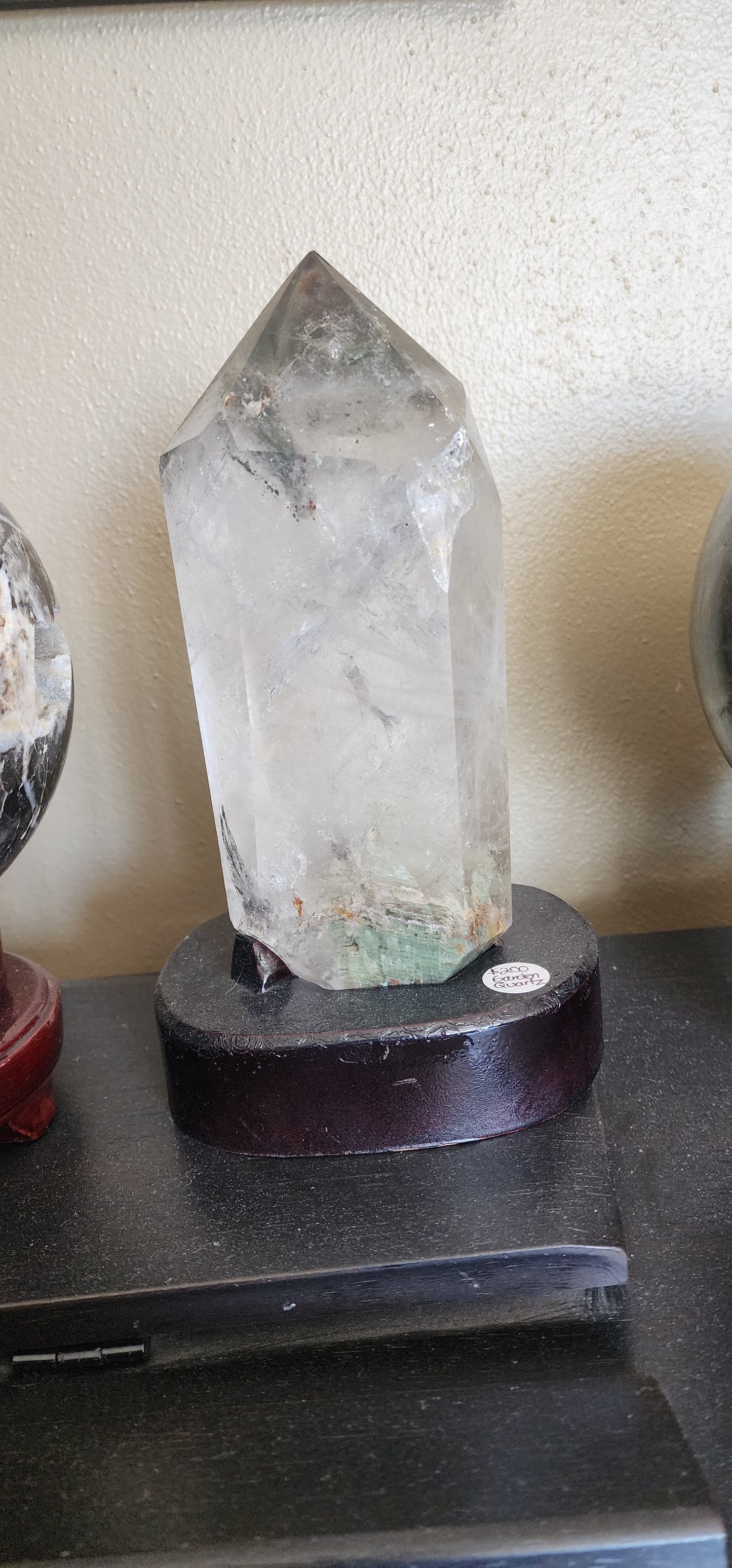 Large Double terminated garden quartz with stand