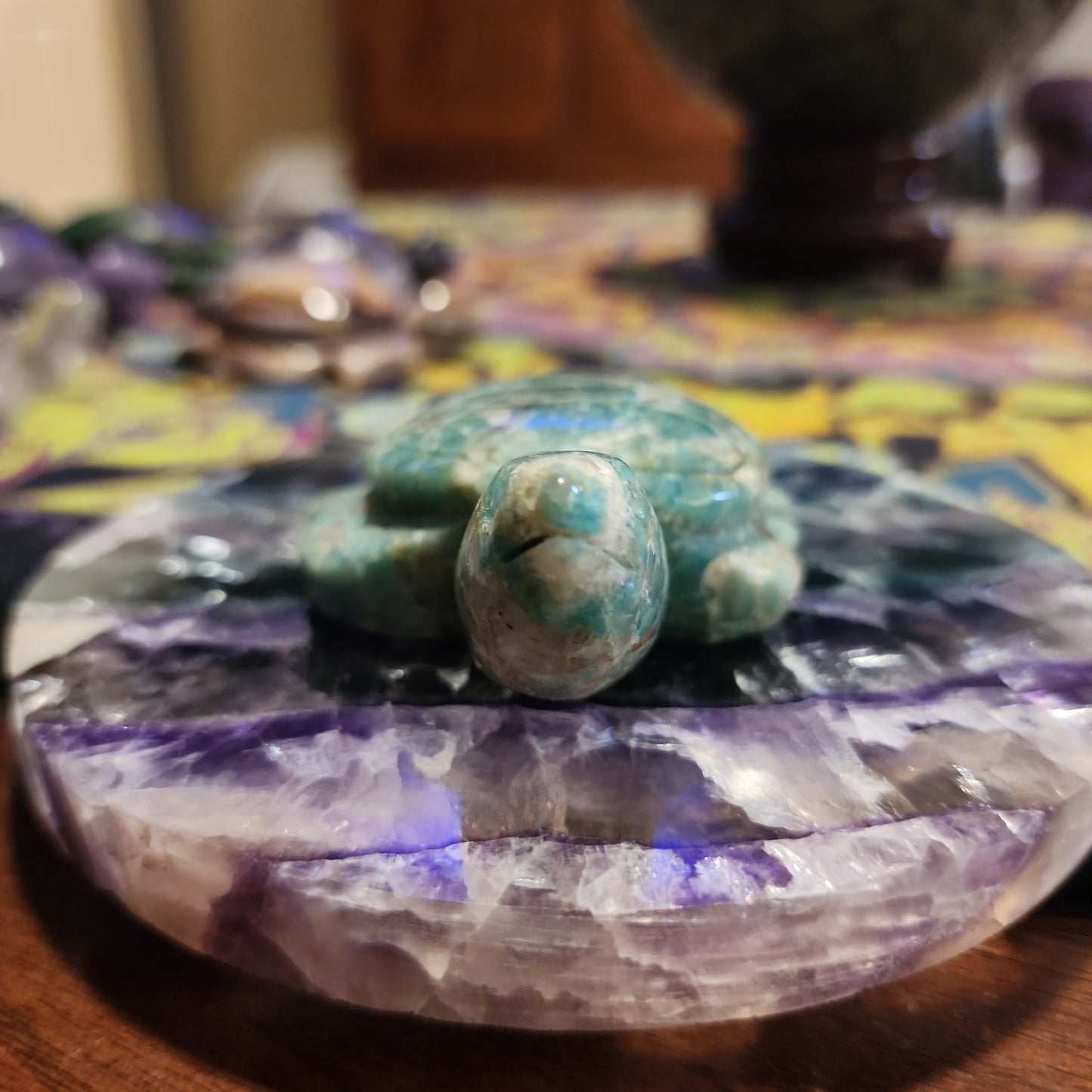 Amazonite turtle carving