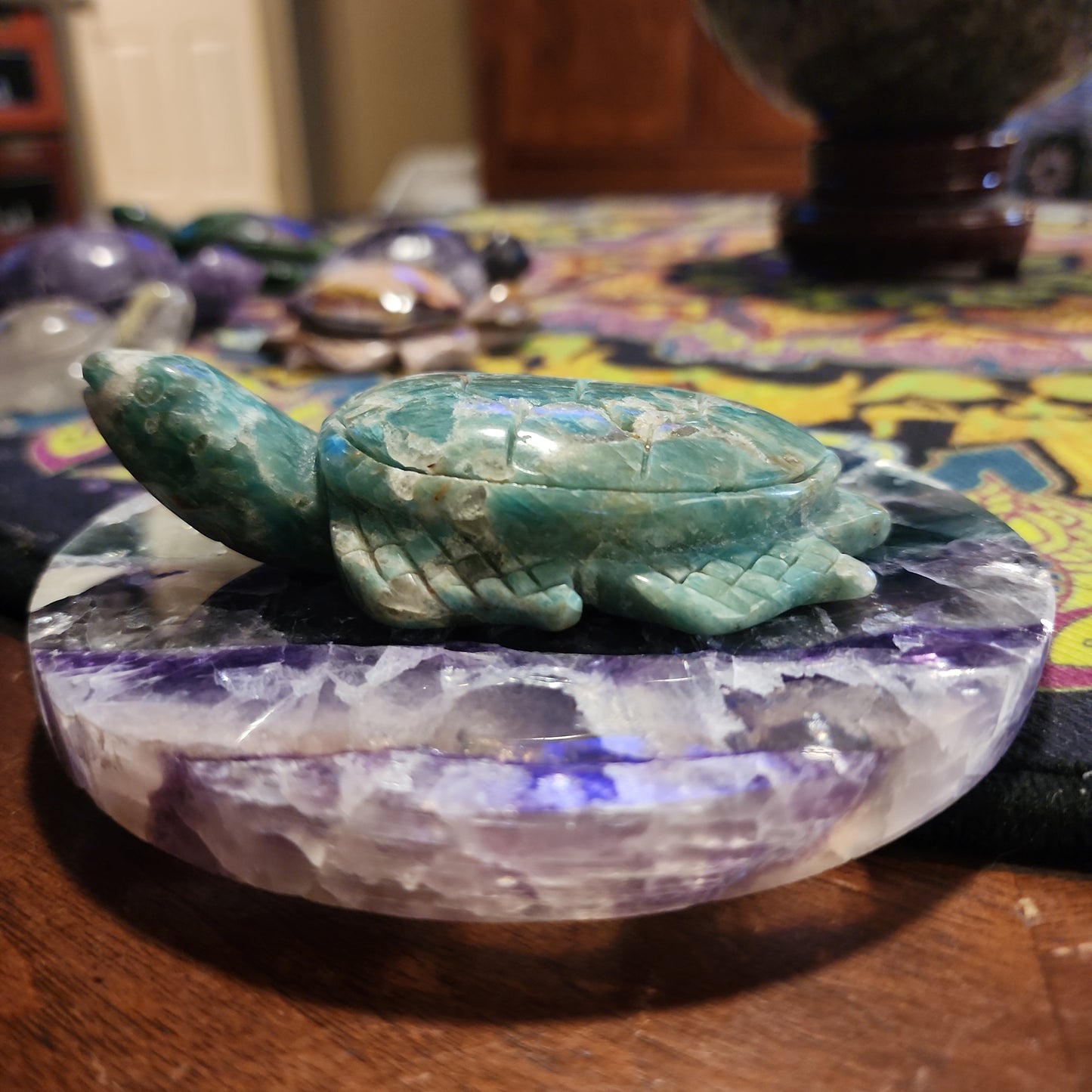 Amazonite turtle carving