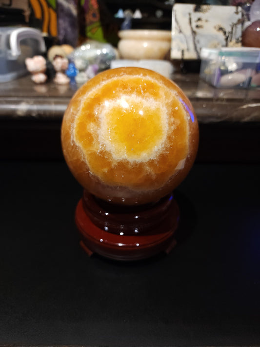 Large honey calcite sphere