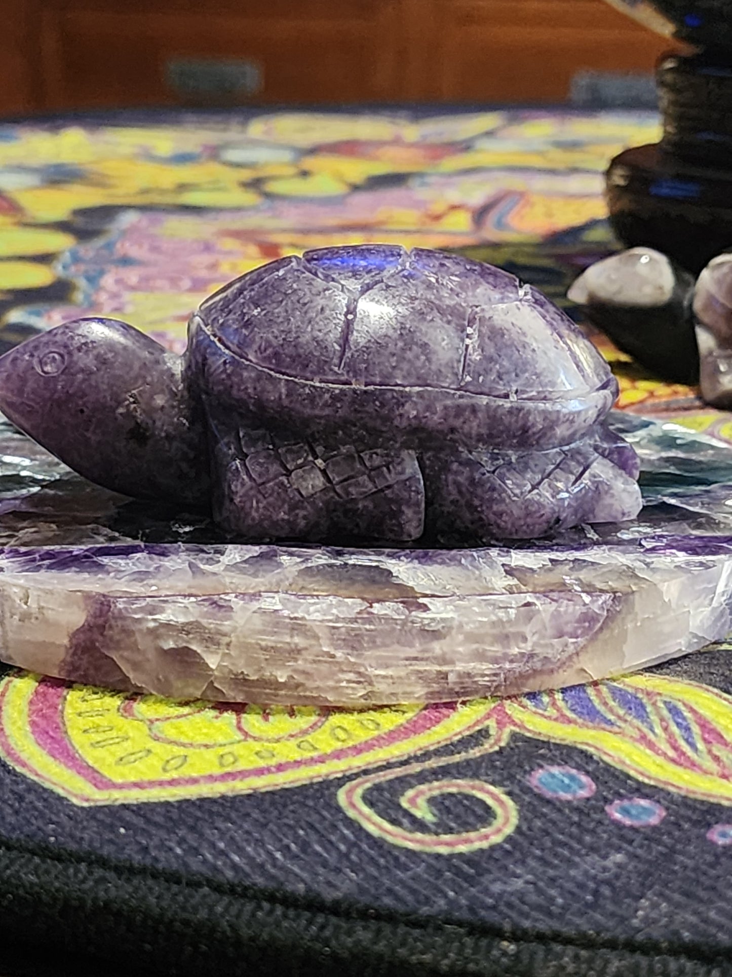 Lepidolite Turtle Carving