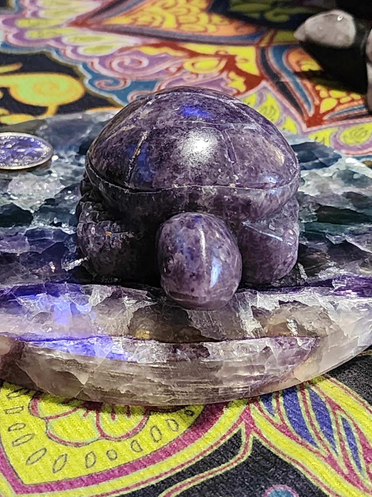 Lepidolite Turtle Carving