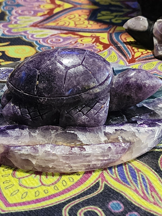 Lepidolite Turtle Carving