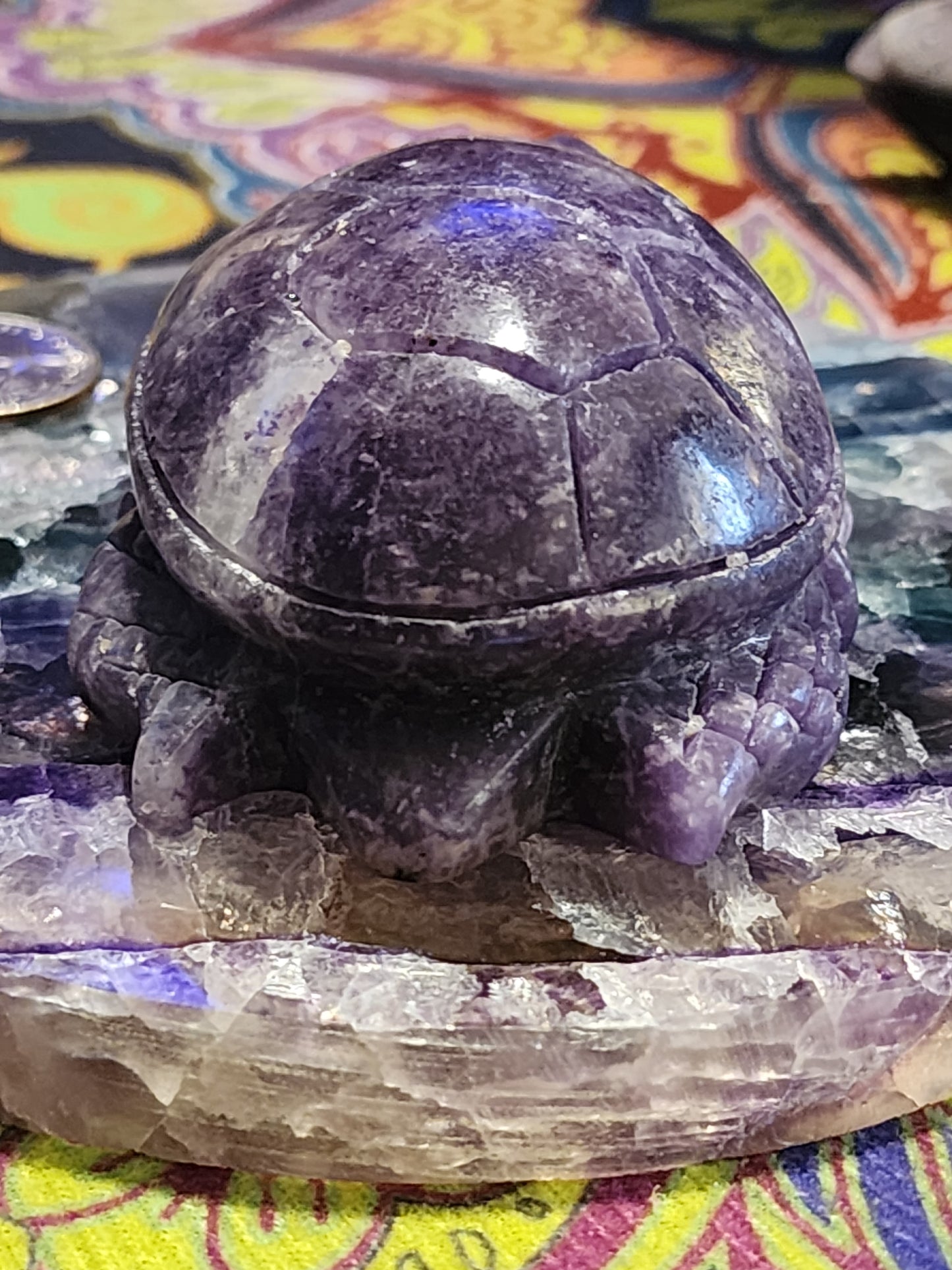 Lepidolite Turtle Carving