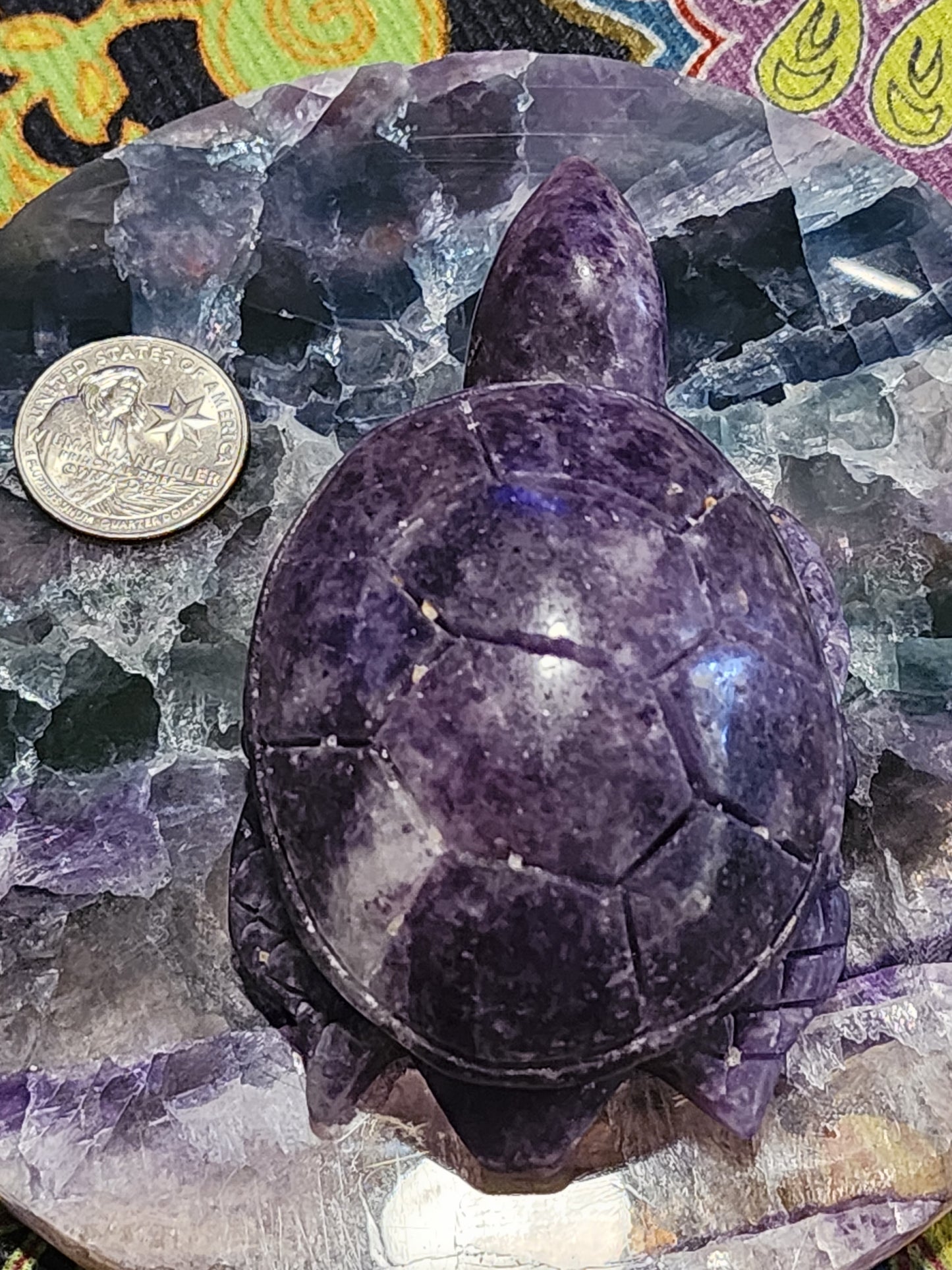 Lepidolite Turtle Carving