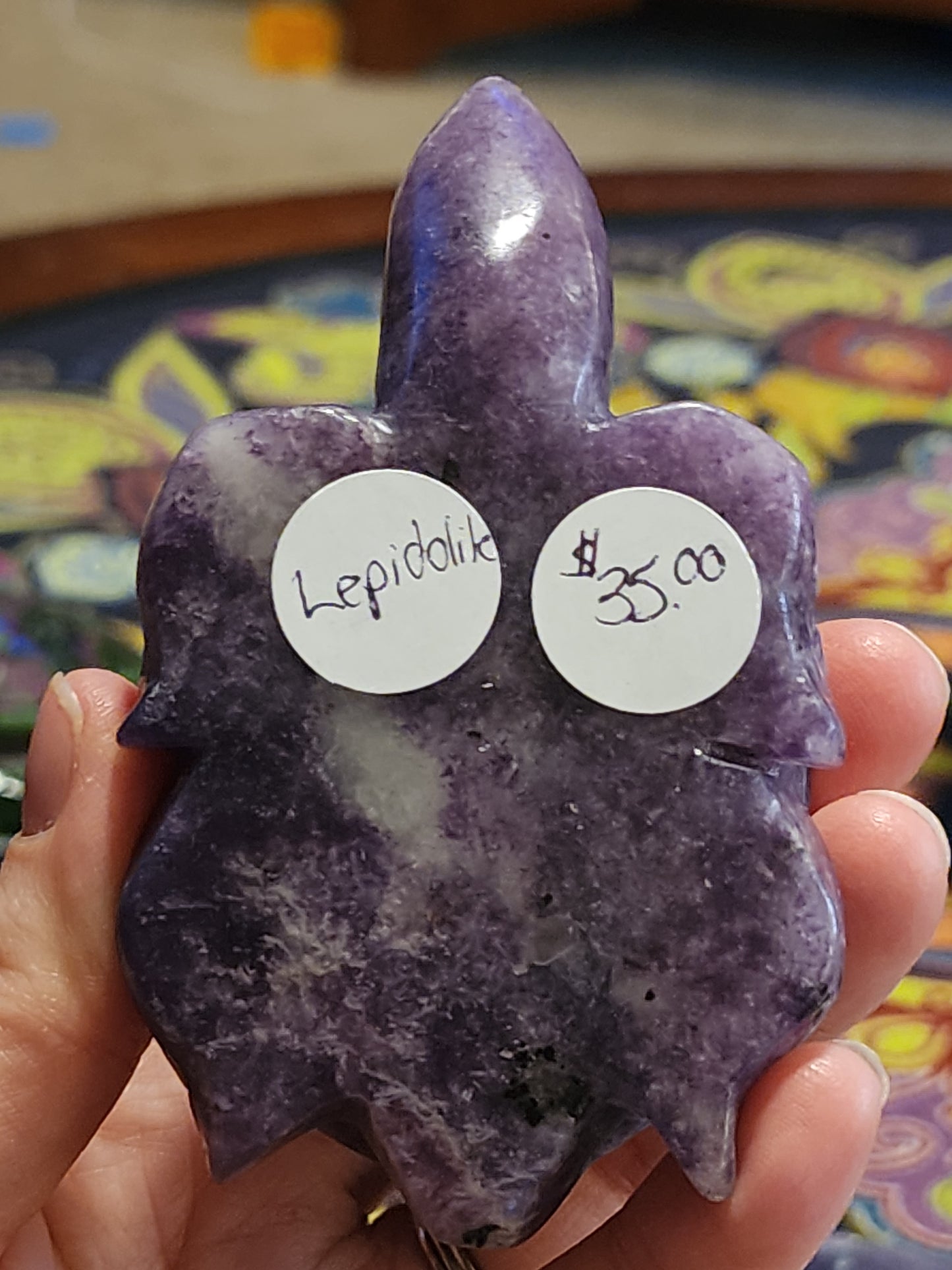 Lepidolite Turtle Carving