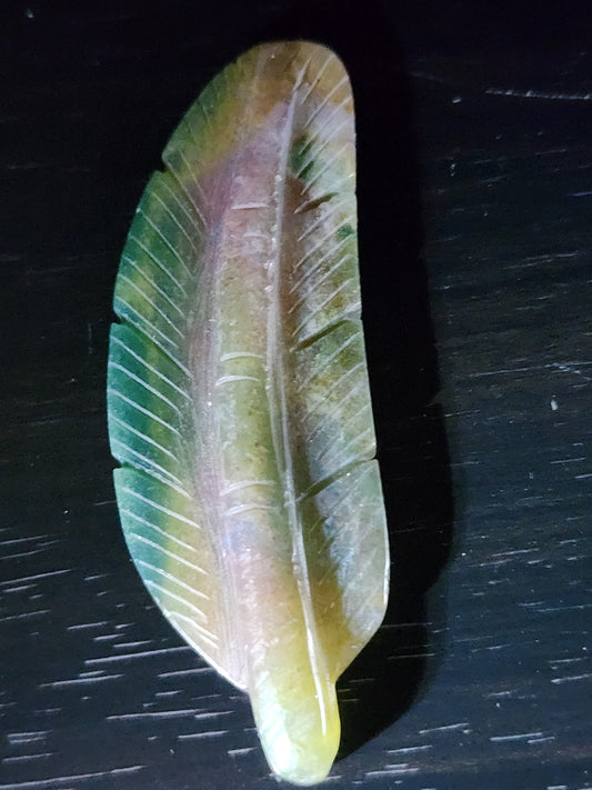 Ocean Jasper feather carving