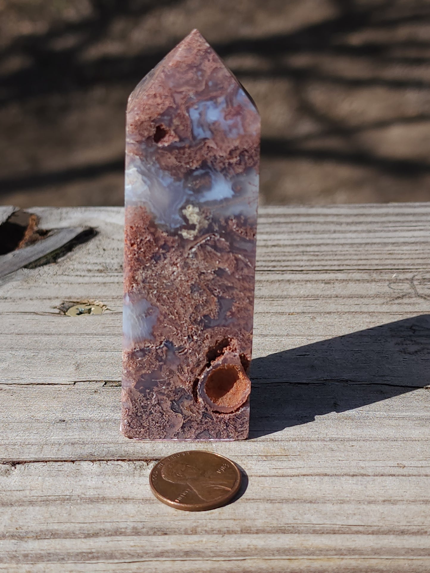 Red Moss Agate Tower