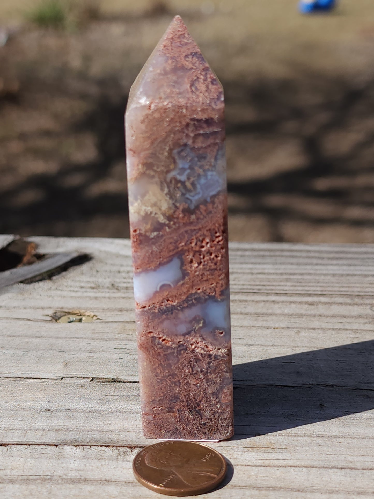 Red Moss Agate Tower