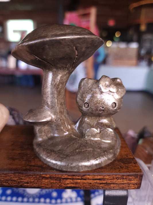 Pyrite Kitty/Mushroom Carving