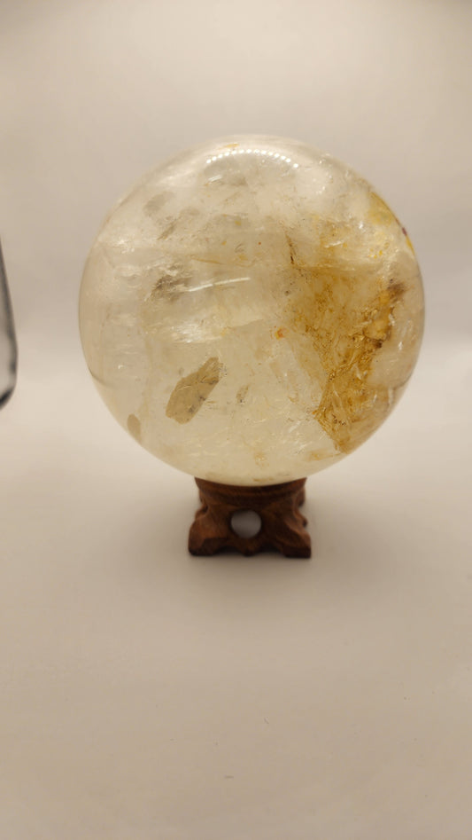 Large Golden healer clear quartz sphere