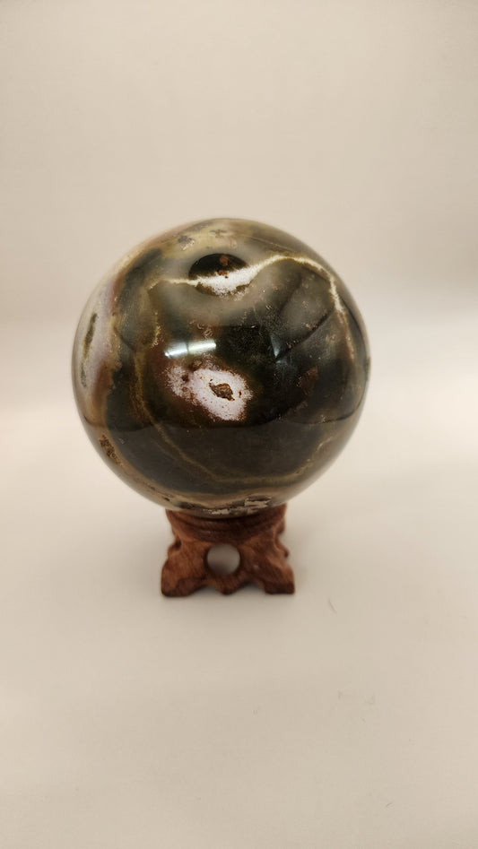 84mm ocean Jasper sphere with stand